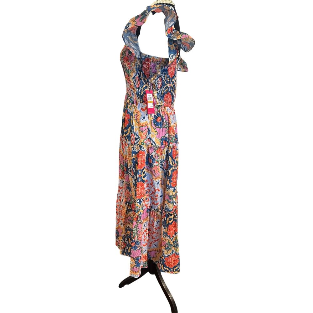 Vince Camuto Dress Floral Smocked Tiered Ruffle Maxi Multicolor S - Picture 10 of 10